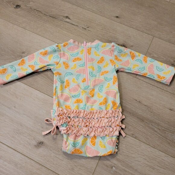 Ruffle Butts Long Sleeve One Piece Sz 6/12 Months Lemonade Slices Swimsuit - Picture 4 of 4